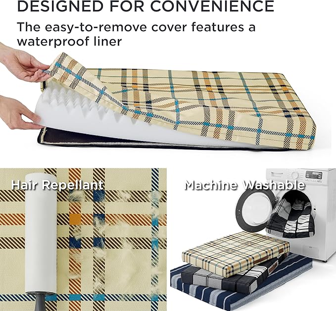 Bedsure Large Patterned Dog Bed for Large Dogs Cover(35"x22", Cream)