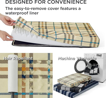 Bedsure Medium Patterned Dog Bed for Medium Dogs Cover(30"x20", Cream)