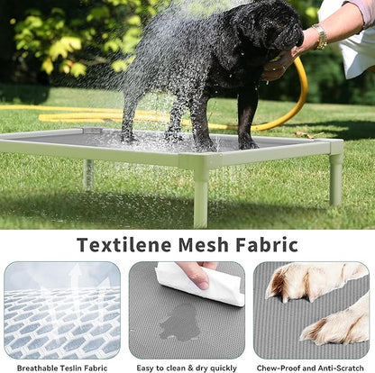 YITAHOME Cooling Elevated Dog Bed, Chew Proof Raised Pet Cot with Aluminum Frame, Breathable Textilene Mesh, Enclosed Edges, Non-Slip Feet, Durable Dog Bed for Indoors & Outdoors, Grey, 42 Inch