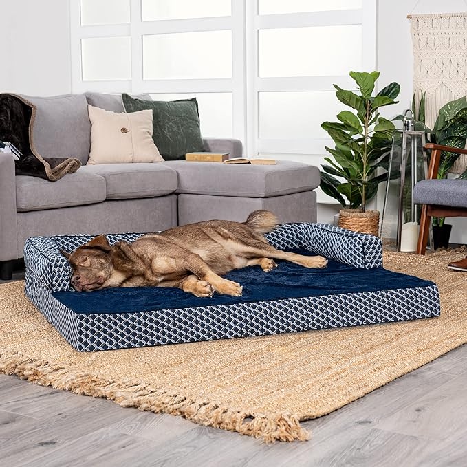Furhaven Orthopedic Dog Bed for Large Dogs w/ Removable Bolsters & Washable Cover 125 lbs