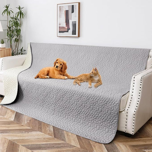 Waterproof Dog Blanket, Washable Anti-Slip Pet Couch Covers for Sofa,Pet Hair Resistant Blankets Bed Chair Furniture Couch Protector for Dogs-68x82,Lightgrey