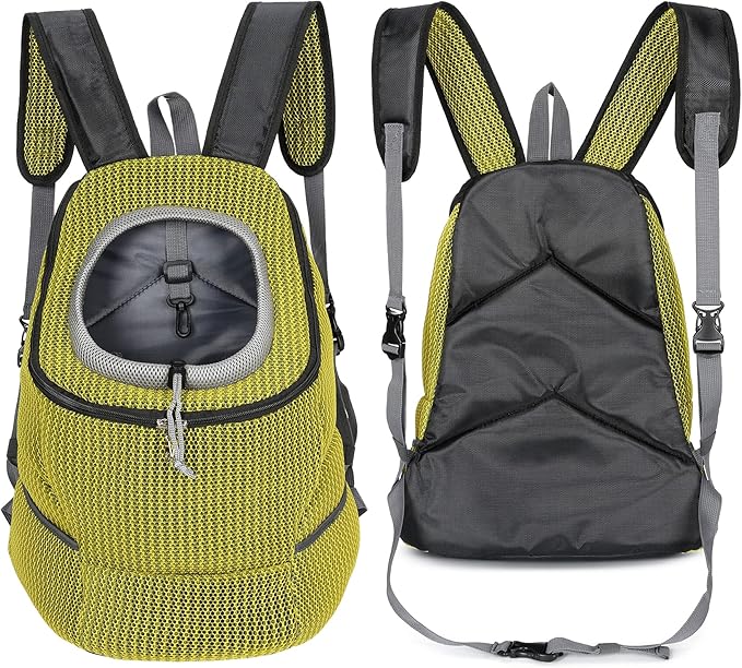 Mile High Life | Hiking Outdoor Pet Carrier Backpack | Kitty Puppy Cat Carrier | Dog Carrier for Small Dogs | Dog Backpack w Breathable Mesh with Soft Padding(Comb Yellow, Small (Pack of 1))