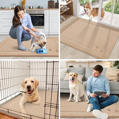 BEQHAUSE Dog Door Mat for Muddy Paws Dirt Trapper Absorbent Indoor Door Mats Non-Slip Washable Entryway Rug Low-Profile Welcome Dog Mat Polyester Mud Mat for Dogs and Wet Shoes 32"x48"