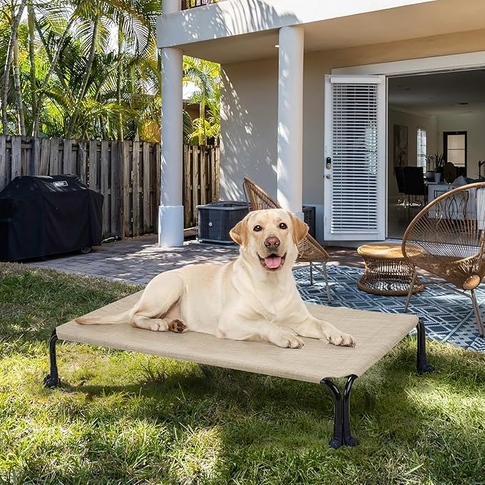 Veehoo Elevated Dog Bed 41" x 27", Beige