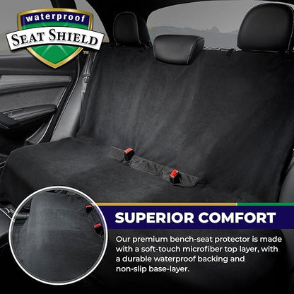 Washable Backseat Cover- Universal Heavy Duty Non-Slip Back Seat Protector for Kids, Dogs, Pet from Sweat, Food, Dirt etc. - Black Car Seat Cover for All Vehicles