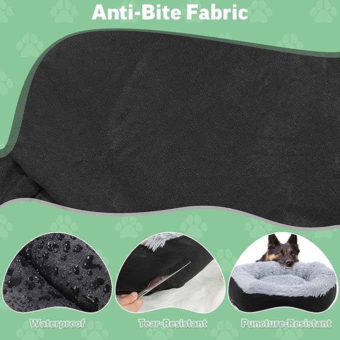HOMBYS Indestructible Dog Bed Chew Proof Dog Bed for Aggressive Chewers with Faux Fur Surface Washable-27x27x8 inches
