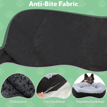 HOMBYS Indestructible Dog Bed Chew Proof Dog Bed for Aggressive Chewers with Faux Fur Surface Washable-20x20x8 inches