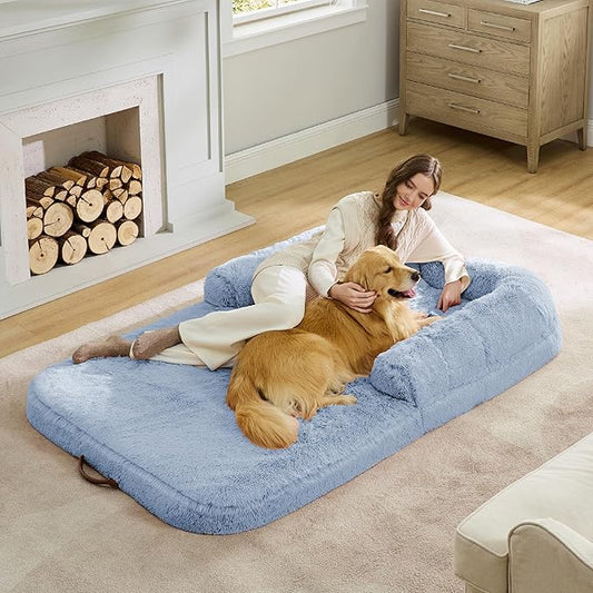 Bedsure Foldable Human Dog Bed for People Adults 2 in 1 Calming