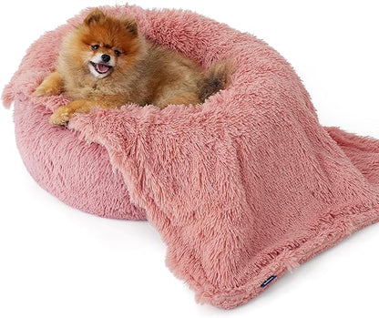 Bedsure Waterproof Dog Blankets for Small Dogs - Calming Cat Blanket for Couch Protector Washable, Long Faux Fur Pet Throw Blanket for Puppy, Reversible Furniture Protection, 25"x35", Pink