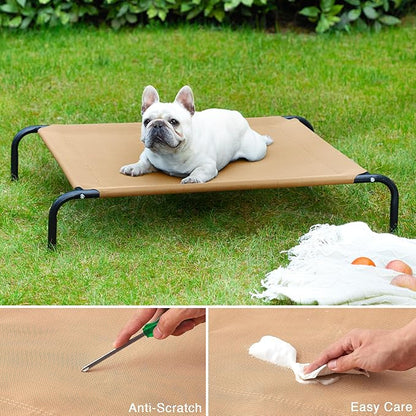 Love's cabin Elevated Cooling Dog Bed for Medium Dogs Beach,Beige,43 inches