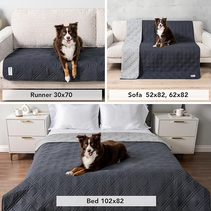 PetAmi Waterproof Couch Cover for Dogs 30x70 Gray