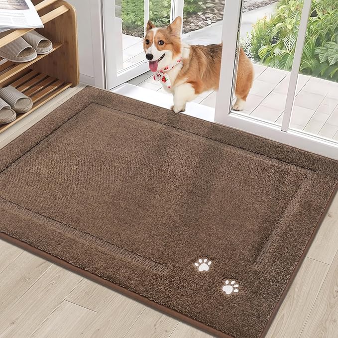 BEQHAUSE Dog Door Mat for Muddy Paws Absorbent Dirt Trapper Entryway Rug Non-Slip Washable Dog Welcome Mat Soft Mud Mat for Dogs Entry Indoor Door Mat for Inside Floor 32"x48"