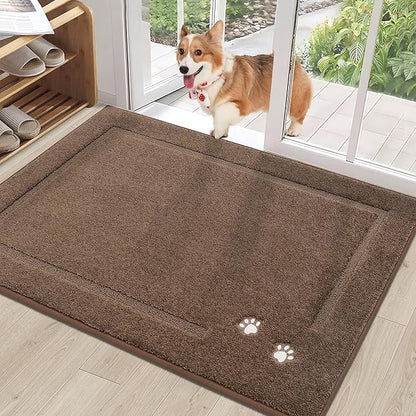 BEQHAUSE Dog Door Mat for Muddy Paws Absorbent Dirt Trapper Entryway Rug Non-Slip Washable Dog Welcome Mat Soft Mud Mat for Dogs Entry Indoor Door Mat for Inside Floor 32"x48"