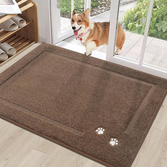 BEQHAUSE Dog Door Mat for Muddy Paws Absorbent Dirt Trapper Entryway Rug Non-Slip Washable Dog Welcome Mat Soft Mud Mat for Dogs Entry Indoor Door Mat for Inside Floor 32"x48"