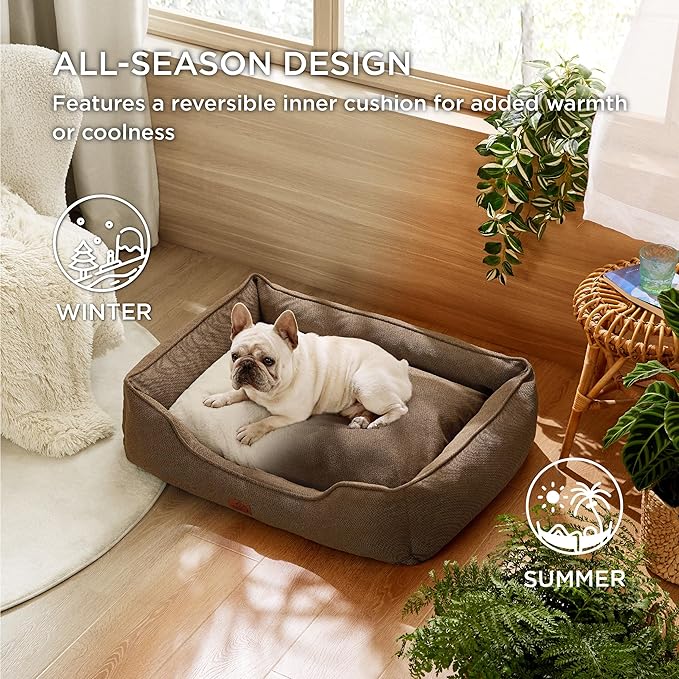 Bedsure Washable Dog Bed for Medium Dogs 30x24x9inches, Brown