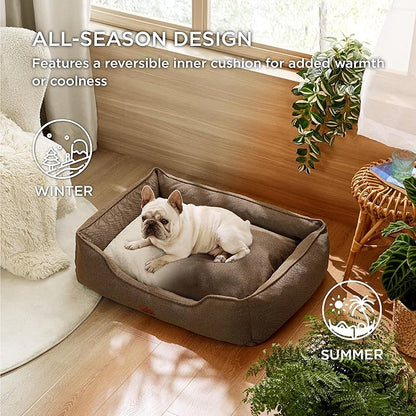 Bedsure Washable Dog Bed for Medium Dogs 30x24x9inches, Brown