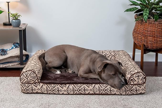 Furhaven Orthopedic Dog Bed for Large/Medium Dogs w/ Removable Bolsters & Washable Cover 55 lbs