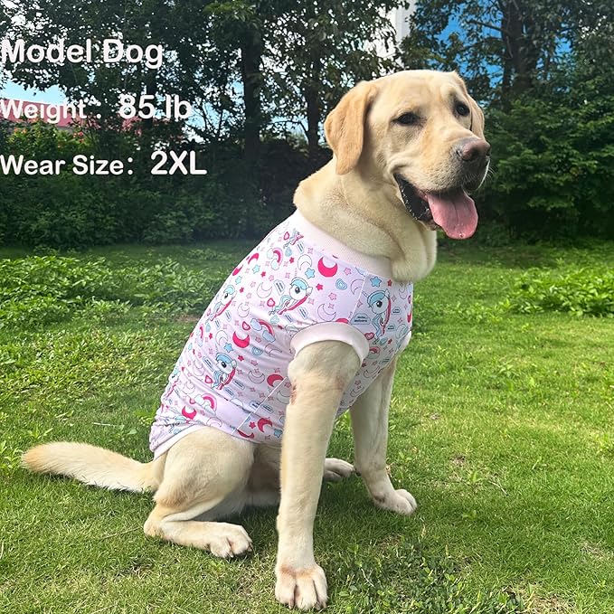 Dog Pink Sleeveless T Shirt Unicorn Rainbow Prints Dog Vest Shirt Soft Stretchy Summer Clothes for Large Dog Boys Girls Shirt (Large,Unicorn)