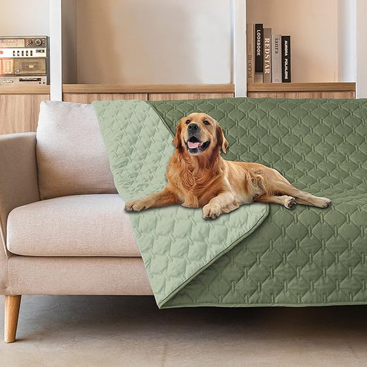 gogobunny 100% Double-Sided Waterproof Dog Bed Cover Pet Blanket Sofa Couch Furniture Protector for Puppy Large Dog Cat, Reversible (68x82 Inch (Pack of 1), Dark Green/Light Green)