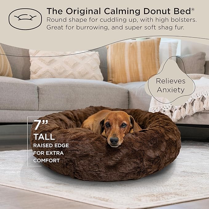Best Friends by Sheri The Original Calming Donut Cat and Dog Bed in Lux Fur Dark Chocolate 23"