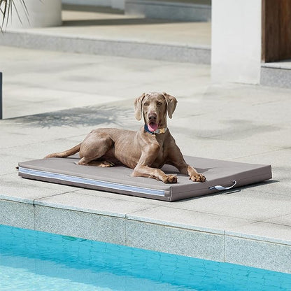 Bedsure Chewproof Durable Outdoor Waterproof Dog Bed with Heavy Duty Cover (44"x32", Grey)