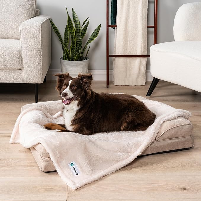 PetAmi Dog Blanket for Small Medium Dogs Beige 29x40