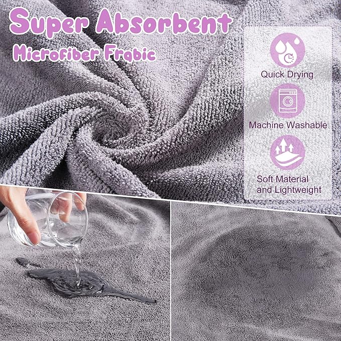 Microfibre Dog Bathrobe Dog Towel Wrap Super Absorbent Dog Drying Coat Bath Robe for Puppy, Medium & Large Dogs, Fast Drying, Adjustable, for Pet Dogs & Cats