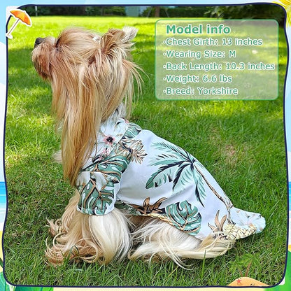Dog Hawaiian Shirt Hawaii Style Summer Dog Clothes Boy Girl Breathable Cool Costume Beach Seaside Sweatshirt for Small Puppy Polo T-Shirt Pet Outfit
