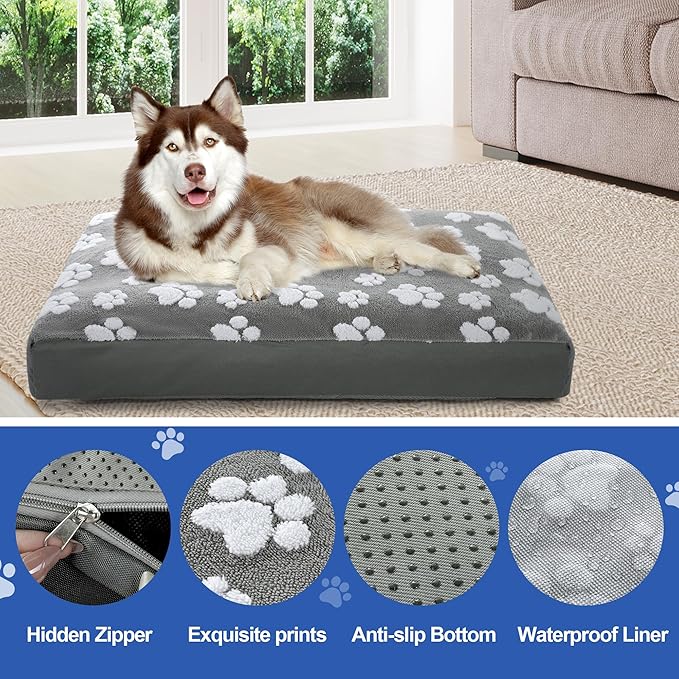 BALAPET Dog Bed Covers,Waterproof Dog Bed Cover Pet Bed Cover with Lovely Dog Paw Print and Double-Sided Usable Design Replacement Machine Washable Pet Hair Easy to Remove,for Dog/Cat, Cover Only