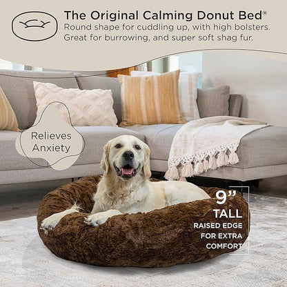 Best Friends by Sheri The Original Calming Donut Cat and Dog Bed in Lux Fur Dark Chocolate 36"
