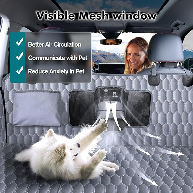 Back Seat Extender for Dogs-Supports 400lb Bottom-Detachable,600D Heavy