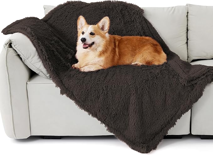 Bedsure Waterproof Dog Blankets for Medium Dogs - Calming Cat Blanket for Couch Protector Washable, Long Faux Fur Pet Throw Blanket for Puppy, Reversible Furniture Protection, 30"x40", Chestnut