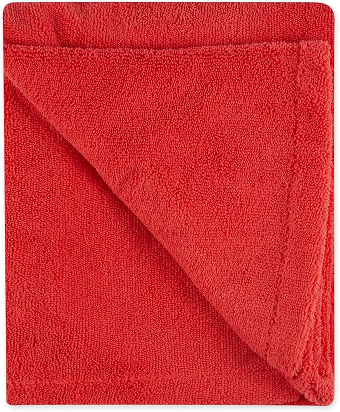 Bone Dry Pet Grooming Towel Collection Absorbent Microfiber X-Large, 41x23.5", Embroidered Red