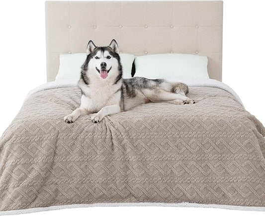 Bedsure Waterproof Dog Blankets for Bed 86x108, Taupe