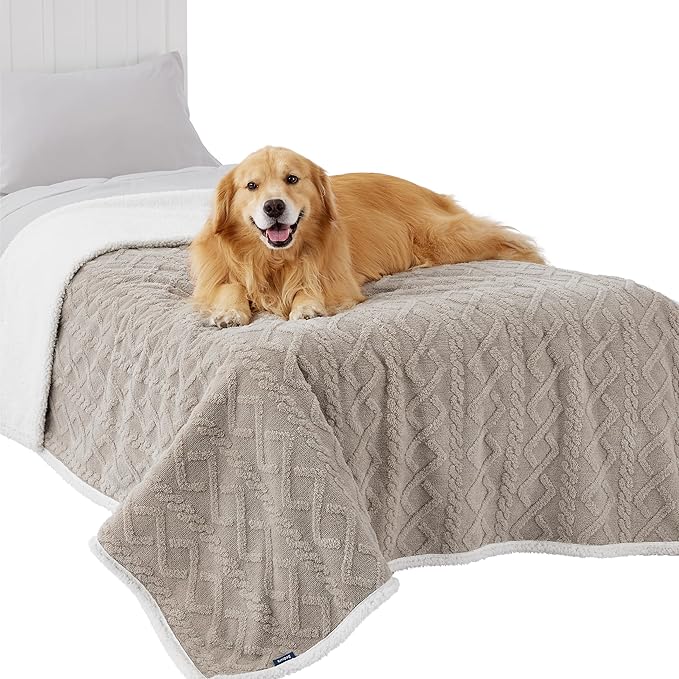 Bedsure Waterproof Dog Blanket for Large Dogs 60x80, Taupe