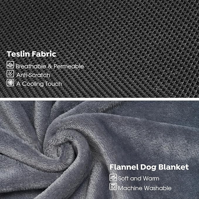 Veehoo Large Elevated Dog Bed with Flannel Dog Blanket CWC2201B