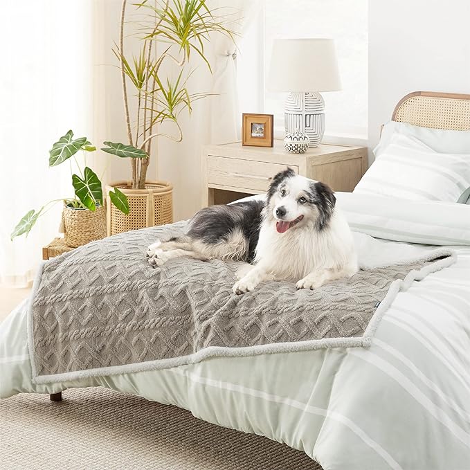 Bedsure Waterproof Dog Blankets for Large Dogs 50"x60", Taupe