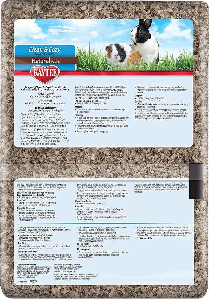 Kaytee Clean & Cozy Natural Paper Bedding, Made for Small Animals, 100 Liters