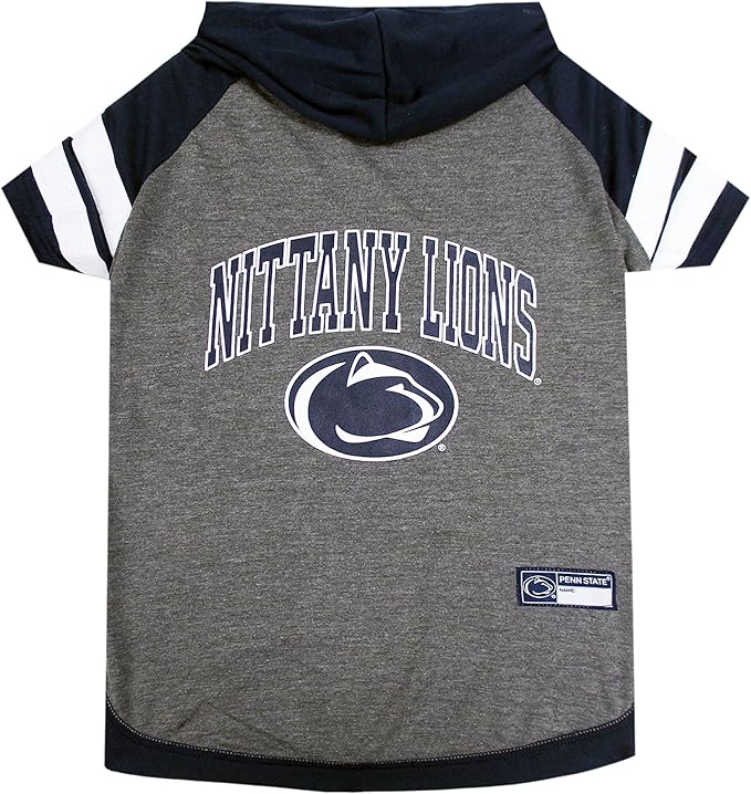 NCAA Penn State Nittany Lions Hoodie for Dogs & Cats, X-Small Collegiate Licensed Dog Hoody Tee Shirt. Sports Hoody T-Shirt for Pets. College Sporty Dog Hoodie Shirt.