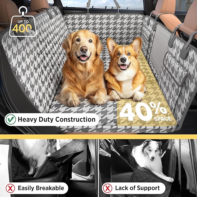 Lesure Dog Car Seat Cover for Back Seat with Hard Bottom