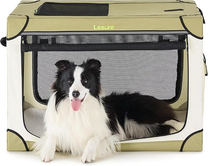 Lesure Soft Collapsible Dog Crate 36 Inch 4-Door Foldable