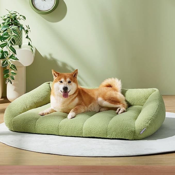 Lesure Orthopedic Dog Bed Sofa for Large Dogs Foam(35" x 25" x 10.5", Green)