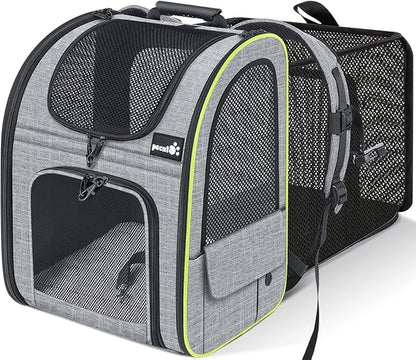 Pecute Cat Backpack Carrier, Expandable Cat Carrier Backpack with Breathable Mesh, Pet Carrier Backpack for Cats Small Dogs Puppies, Dog Backpack Carrier Great for Travel Hiking Camping Outdoor