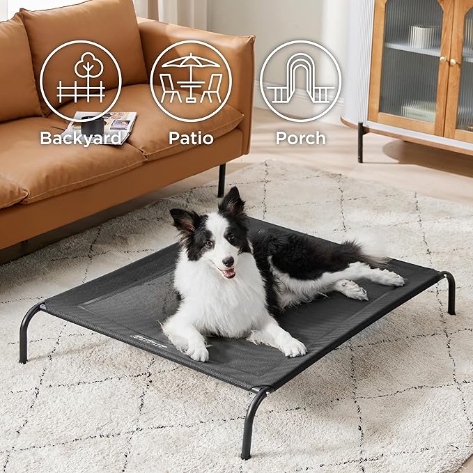 Bedsure Large Elevated/Raised Pet Cots Bed with Skid-Resistant Feet for Large Dogs