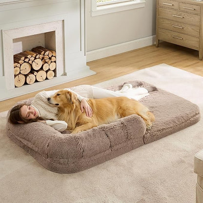 Bedsure Foldable Human Dog Bed for People Adults 2 in 1 Calming