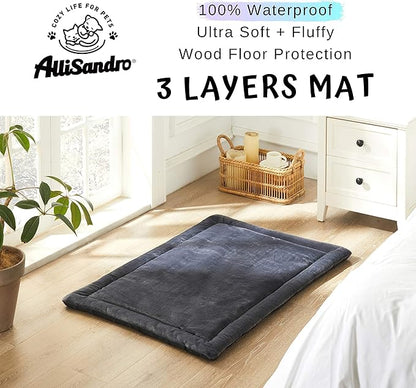 Allisandro Water-Proof Dog Bed, Washable Mat Crate Pad, Durable Pet Beds Soft Dog Mattress, Anti-Slip Kennel Pads for Dogs, Cats and Small Animal, Grey (47.2 x 27.6 Inches)