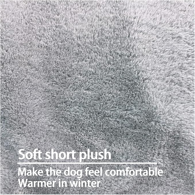 Dog Bed Cover 41L x 27W x 4H Inch,Heavy Duty Durable Waterproof Fluffy Soft Short Plush Replacement Dog Bed Covers,Washable Removable Pet Bed Mattress Cover with Zipper.Grey,Cover Only.