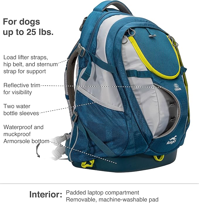 Kurgo G-Train - Dog Carrier Backpack for Small Pets - Cat & Dog Backpack for Hiking, Camping or Travel - Waterproof Bottom - Ink Blue