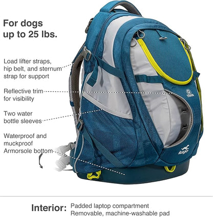 Kurgo G-Train - Dog Carrier Backpack for Small Pets - Cat & Dog Backpack for Hiking, Camping or Travel - Waterproof Bottom - Ink Blue