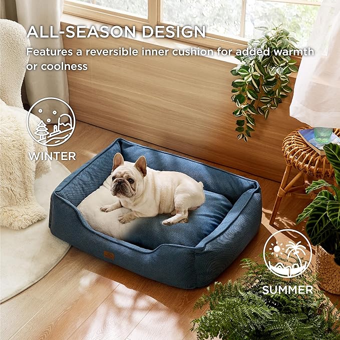 Bedsure Washable Dog Bed for Medium Dogs 30x24x9inches, Blue